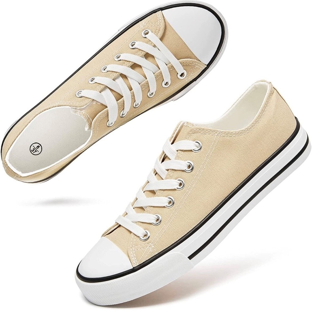 Beige Custom Branded Canvas Sneakers